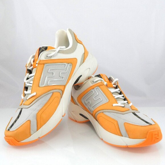 NIB$1350 FENDI FF-logo Textile Leather Faster Runner Low-Top Sneakers 12, US 13 - Picture 16 of 16